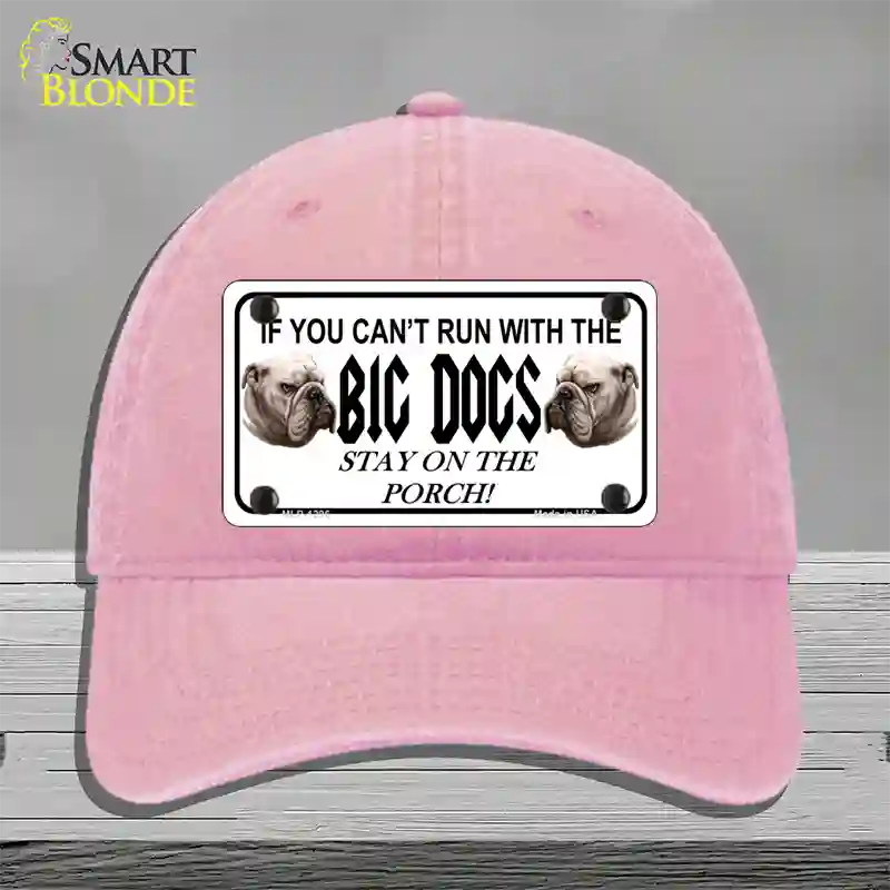 Run With The Big Dogs Novelty License Plate Hat Unconstructed Cotton / Pink