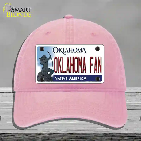 Oklahoma Fan Novelty License Plate Hat Unconstructed Cotton / Pink