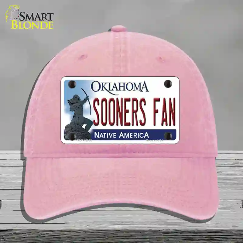 Sooners Fan Novelty License Plate Hat Unconstructed Cotton / Pink