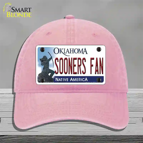 Sooners Fan Novelty License Plate Hat Unconstructed Cotton / Pink