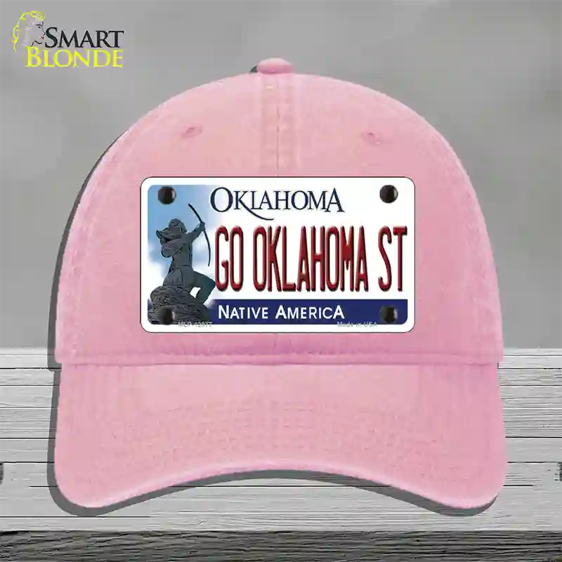 Go Oklahoma State Novelty License Plate Hat Unconstructed Cotton / Pink