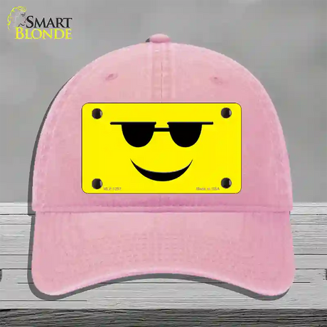 Sunglasses Cool Smiley Novelty License Plate Hat Unconstructed Cotton / Pink