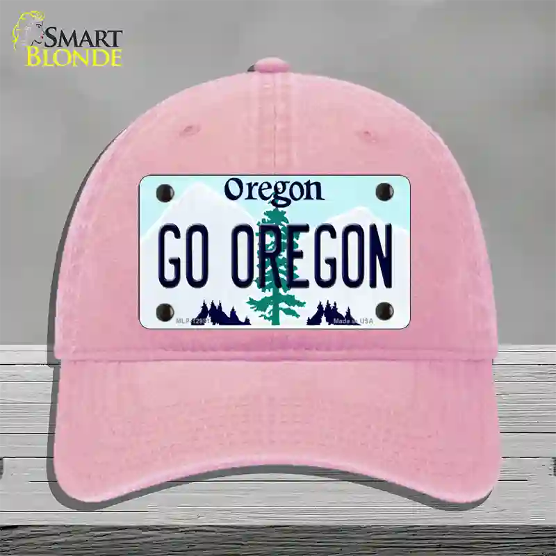 Go Oregon Novelty License Plate Hat Unconstructed Cotton / Pink