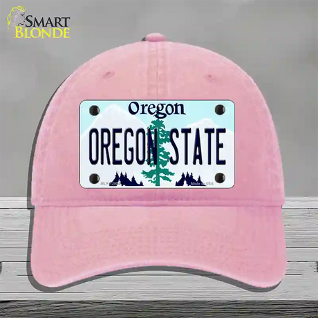 Oregon State Novelty License Plate Hat Unconstructed Cotton / Pink