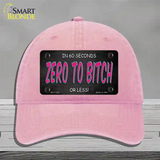 Zero To Bitch Novelty License Plate Hat Unconstructed Cotton / Pink