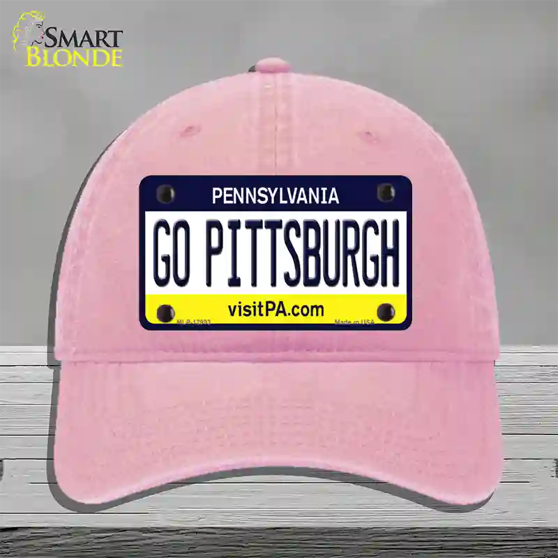 Go Pittsburgh Novelty License Plate Hat Unconstructed Cotton / Pink