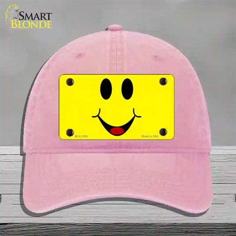 Happy Smiley Novelty License Plate Hat Unconstructed Cotton / Pink