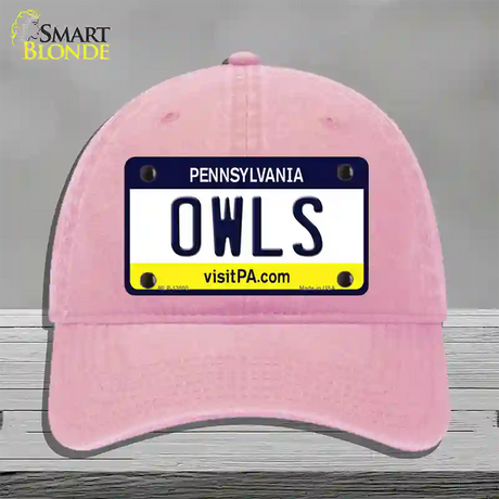 Owls Novelty License Plate Hat Unconstructed Cotton / Pink