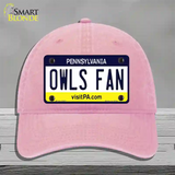 Owls Fan Novelty License Plate Hat Unconstructed Cotton / Pink