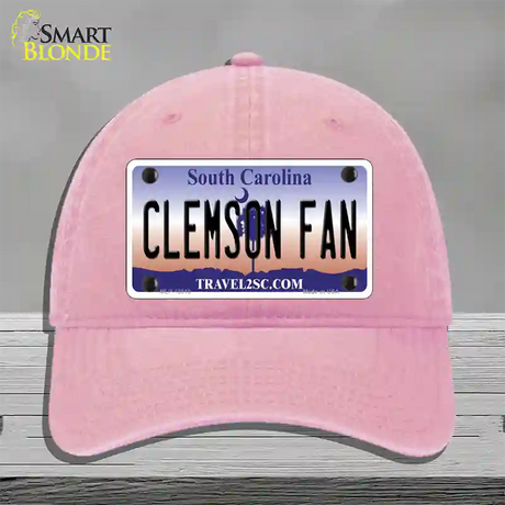 Clemson Fan Novelty License Plate Hat Unconstructed Cotton / Pink