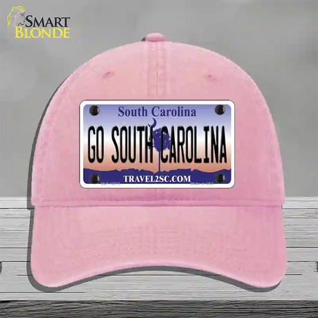 Go South Carolina Novelty License Plate Hat Unconstructed Cotton / Pink