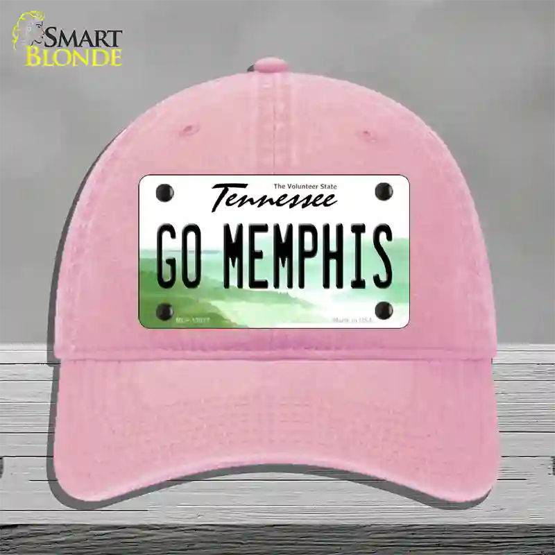 Go Memphis Novelty License Plate Hat Unconstructed Cotton / Pink