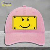 Defiant Smiley Novelty License Plate Hat Unconstructed Cotton / Pink