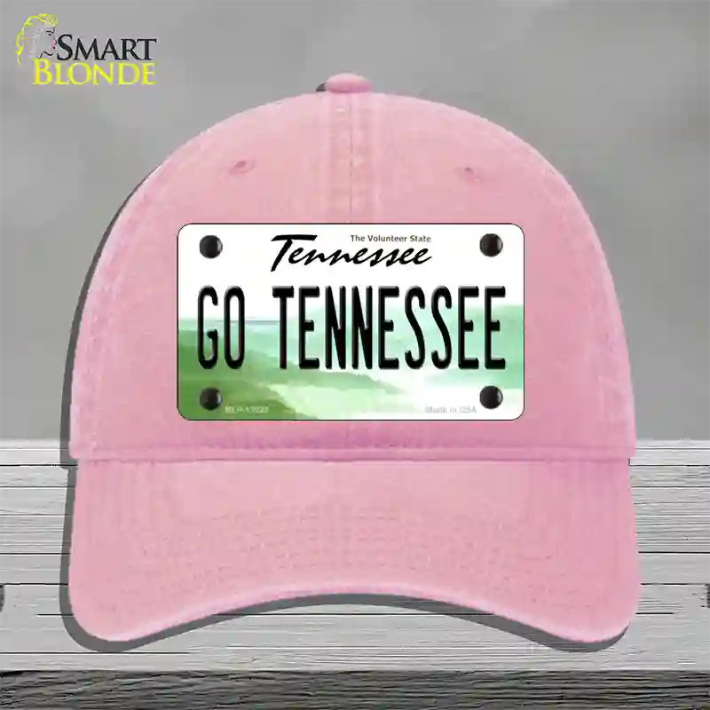 Go Tennessee Novelty License Plate Hat Unconstructed Cotton / Pink