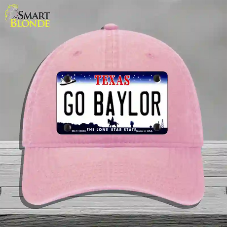 Go Baylor Novelty License Plate Hat Unconstructed Cotton / Pink