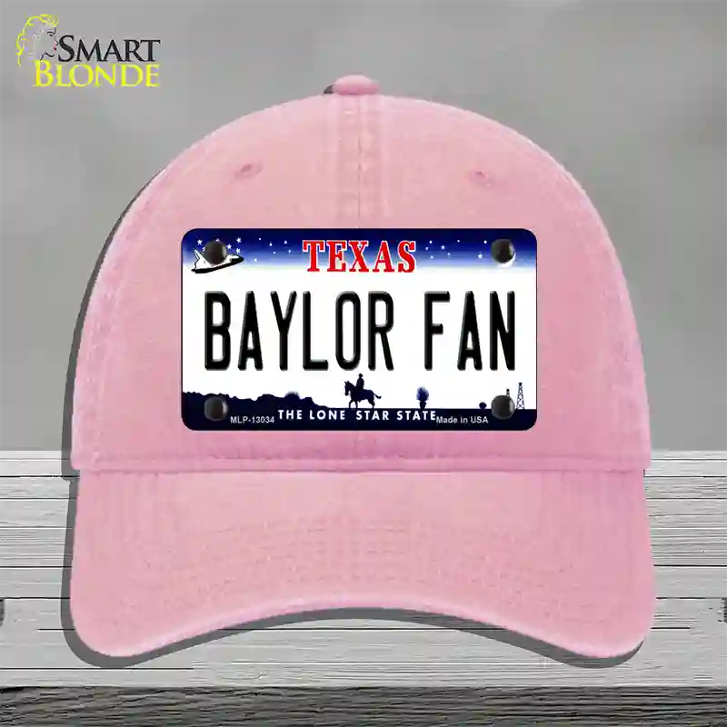 Baylor Fan Novelty License Plate Hat Unconstructed Cotton / Pink