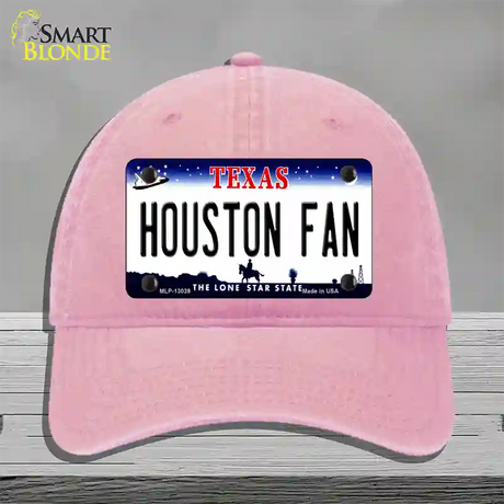 Houston Fan Novelty License Plate Hat Unconstructed Cotton / Pink