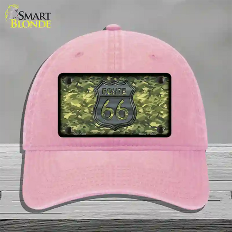 Route 66 Camouflage Novelty License Plate Hat Unconstructed Cotton / Pink