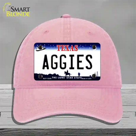 Aggies Texas Novelty License Plate Hat Unconstructed Cotton / Pink