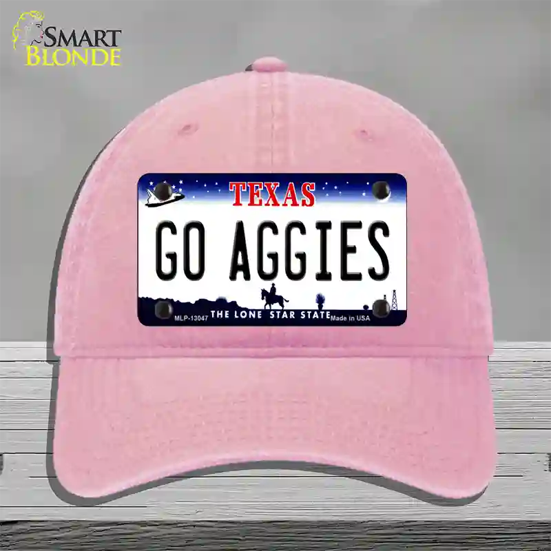 Go Aggies Texas Novelty License Plate Hat Unconstructed Cotton / Pink