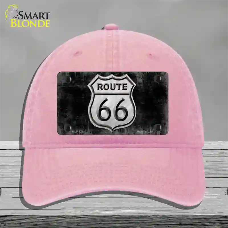 Route 66 Black & White Novelty License Plate Hat Unconstructed Cotton / Pink