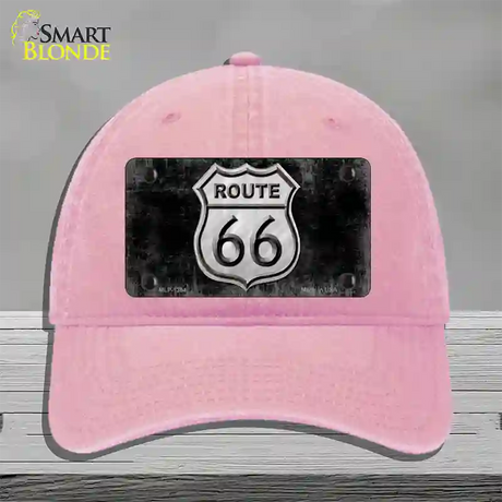 Route 66 Black & White Novelty License Plate Hat Unconstructed Cotton / Pink