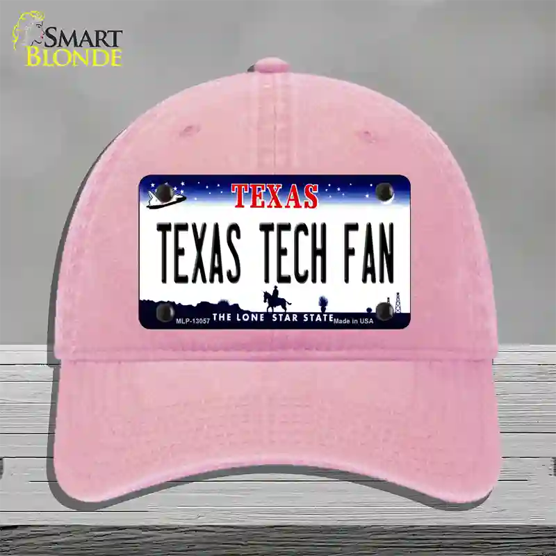 Texas Tech Fan Novelty License Plate Hat Unconstructed Cotton / Pink