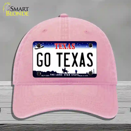 Go Texas Novelty License Plate Hat Unconstructed Cotton / Pink