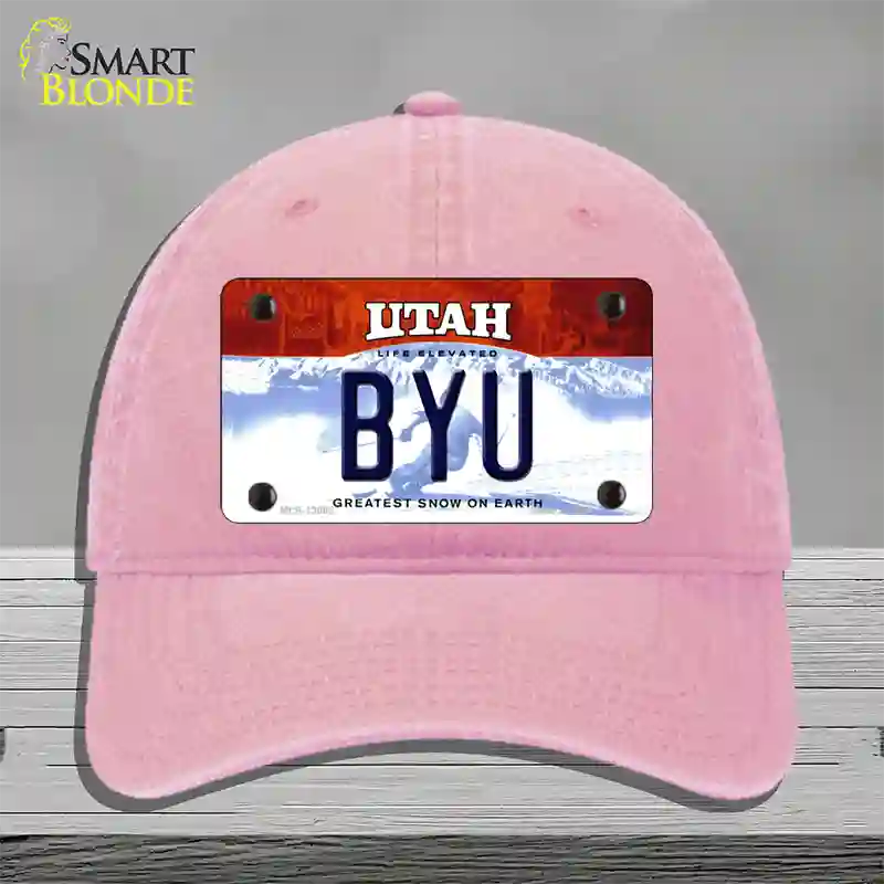 BYU Novelty License Plate Hat Unconstructed Cotton / Pink