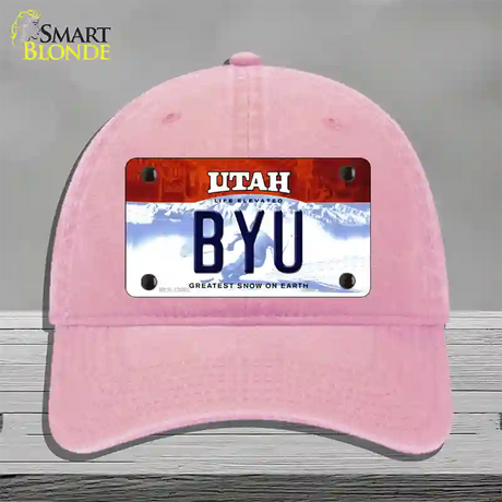 BYU Novelty License Plate Hat Unconstructed Cotton / Pink