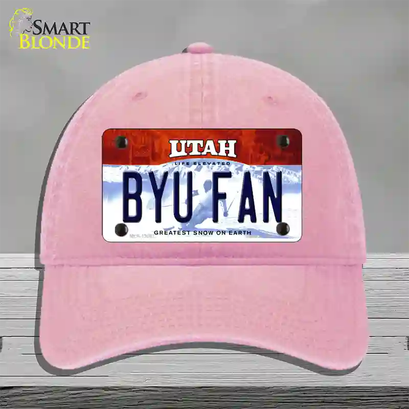 BYU Fan Novelty License Plate Hat Unconstructed Cotton / Pink