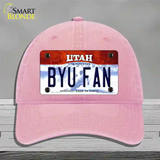 BYU Fan Novelty License Plate Hat Unconstructed Cotton / Pink