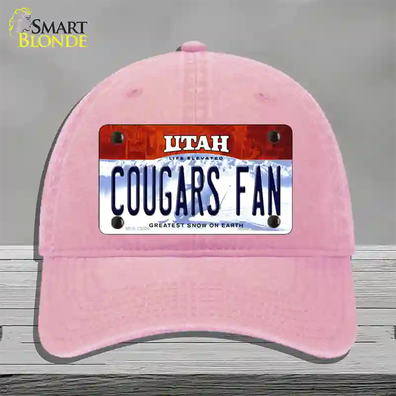 Cougars Fan Utah Novelty License Plate Hat Unconstructed Cotton / Pink