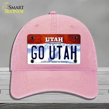 Go Utah Novelty License Plate Hat Unconstructed Cotton / Pink