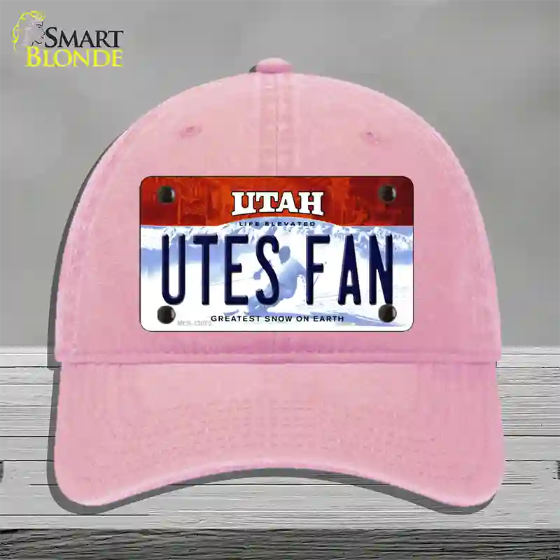 Utes Fan Novelty License Plate Hat Unconstructed Cotton / Pink