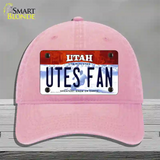 Utes Fan Novelty License Plate Hat Unconstructed Cotton / Pink