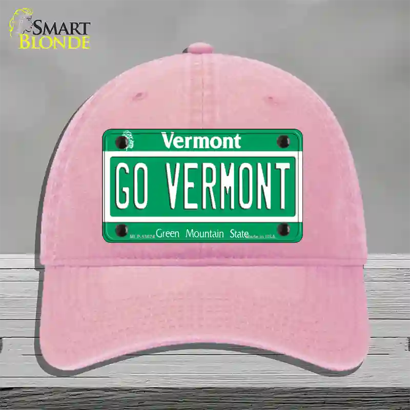 Go Vermont Novelty License Plate Hat Unconstructed Cotton / Pink