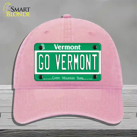 Go Vermont Novelty License Plate Hat Unconstructed Cotton / Pink