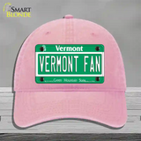 Vermont Fan Novelty License Plate Hat Unconstructed Cotton / Pink