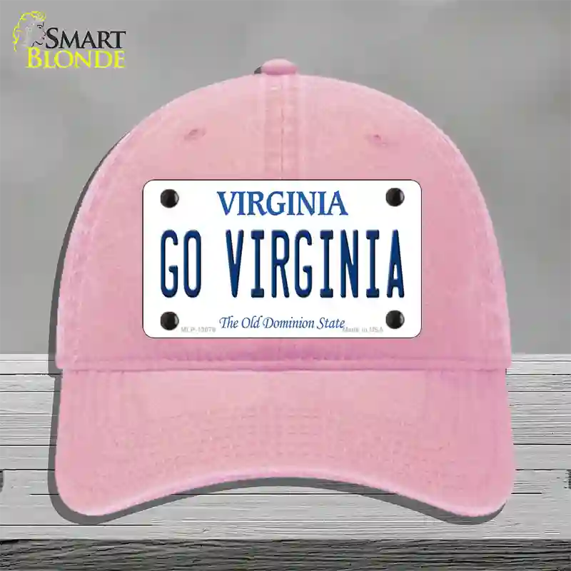 Go Virginia Novelty License Plate Hat Unconstructed Cotton / Pink