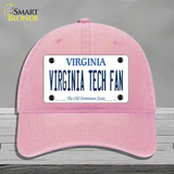 Virginia Tech Fan Novelty License Plate Hat Unconstructed Cotton / Pink