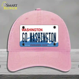 Go Washington Novelty License Plate Hat Unconstructed Cotton / Pink