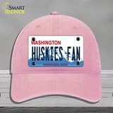 Huskies Fan Washington Novelty License Plate Hat Unconstructed Cotton / Pink