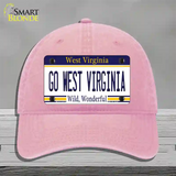 Go West Virginia Novelty License Plate Hat Unconstructed Cotton / Pink