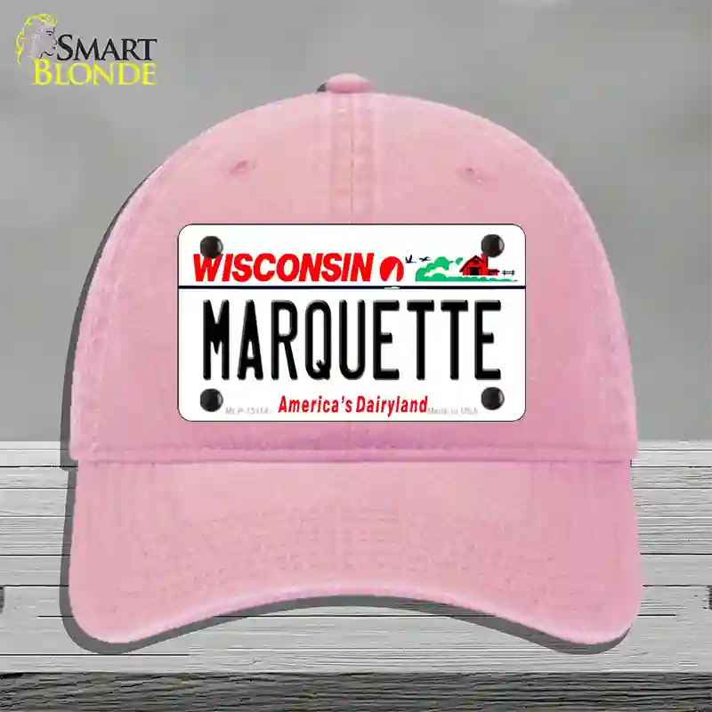 Marquette Novelty License Plate Hat Unconstructed Cotton / Pink