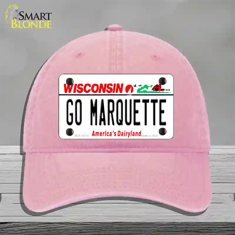 Go Marquette Novelty License Plate Hat Unconstructed Cotton / Pink