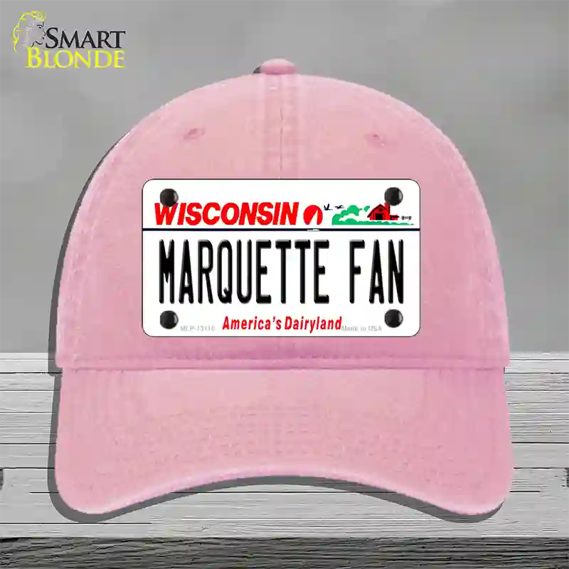 Marquette Fan Novelty License Plate Hat Unconstructed Cotton / Pink