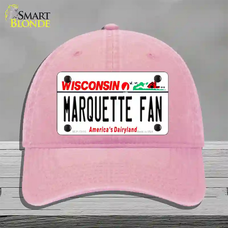 Marquette Fan Novelty License Plate Hat Unconstructed Cotton / Pink