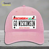 Go Wisconsin Novelty License Plate Hat Unconstructed Cotton / Pink