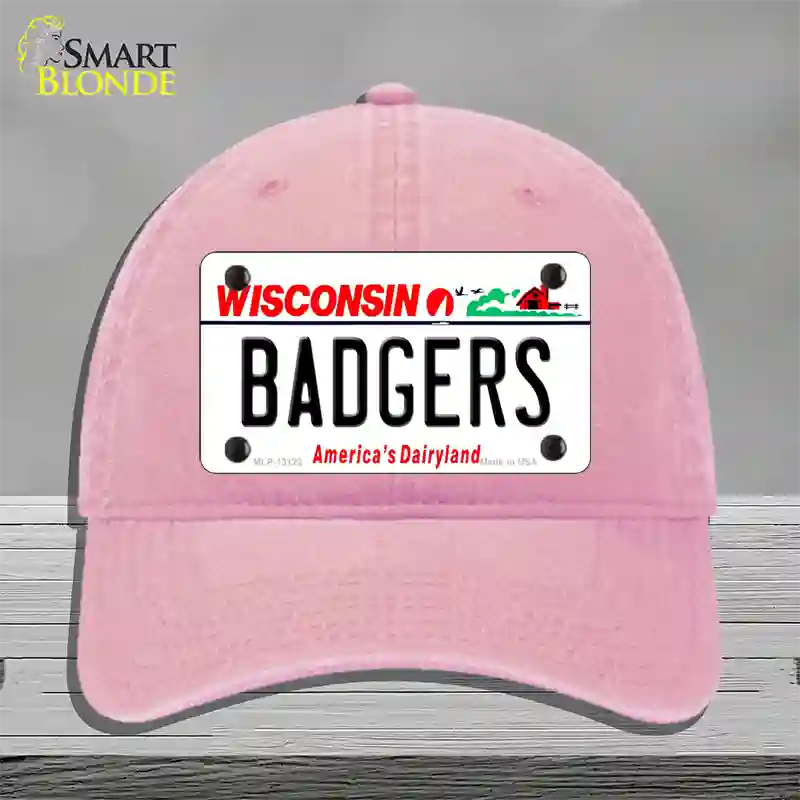 Badgers Novelty License Plate Hat Unconstructed Cotton / Pink